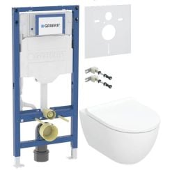 Set toiletpot met softclose toiletbril Geberit Acanto 502.774.00.8, inbouwframe Geberit Duofix 111.320.00.6, 111.815.00.1, 156.050.00.1