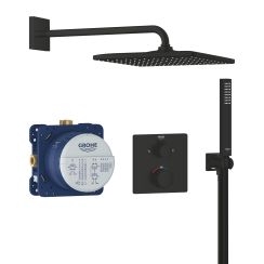 Grohe Precision bad- en doucheset inbouw met thermostaat met regendouche zwart 348812430