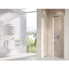 Ravak Chrome douchedeur 90 cm kantelbaar wit mat/helder glas 0QV7CE0LZ1