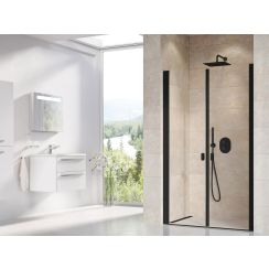 Ravak Chrome douchedeur 100 cm kantelbaar zwart mat/helder glas 0QVAC30LZ1