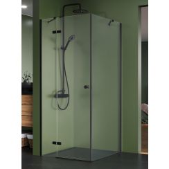 New Trendy Kalibra Black douchecabine 90x80 cm rechthoekig zwart mat/helder glas K-5043