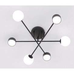 Emibig Halon plafondlamp 6x8 W zwart 1558/6