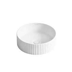Oltens Hamnes wastafel 36x36 cm rond opbouw wit glans 40830000