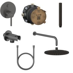 Set bad- en douchekraan Kludi Nova Fonte Puristic 20759N215, regendouche Kludi A-QA 64325N2-00, 66514N2-00, 88022, 39120N2-00, 65567N2-00, 61071N2-00