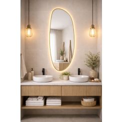 Baltica Design Stone Fluid spiegel 50x155 cm met verlichting gouden 5904107932798