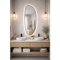 Baltica Design Stone Fluid spiegel 50x155 cm met verlichting zwart 5904107932743