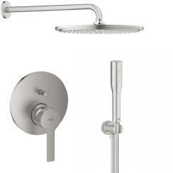Set regendouche Grohe Rainshower 26066DC0, bad- en douchekraan Grohe Lineare 24064DC1, 26658DC0, 27400DC0, 28362DC1