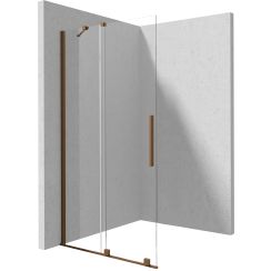 Deante Prizma inloopdouchewand 140 cm bruin geborsteld/helder glas KTJ_C34R