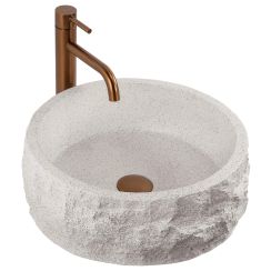 Rea Alice wastafel 38.5x38.5 cm rond opbouw brons/beige mat REA-U3501