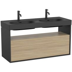 Roca Meridian kast 120x46x56.5 cm hangend onder de wastafel zwart-eik A858109608