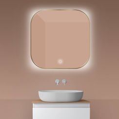 Oltens Nordlis spiegel 80x80 cm vierkant met verlichting met verwarmingsmat 64125510