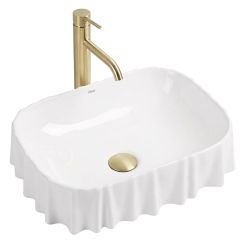 Rea Atria wastafel 48x37 cm rechthoekig opbouw wit glans REA-U3503