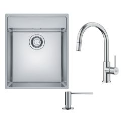 Set stalen spoelbak Franke Maris 127.0544.021, keukenkraan Franke Smart Glenda 115.0747.474, 112.0717.084