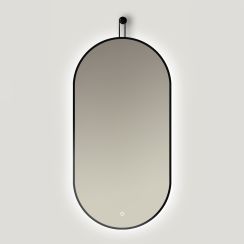 Ars Longa Avanti spiegel 50x100 cm ovaal met verlichting zwart LED-AVANTI50100-C
