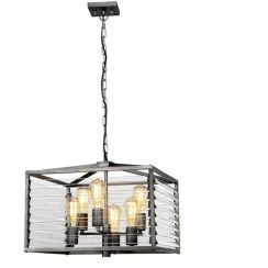 Elstead Lighting Louvre hanglamp 6x60 W grijs/askleur LOUVRE-6P