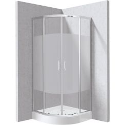 Deante Funkia Evo cabine met douchebak 80x80 cm halfrond chroom glans/glas met patroon KYPZ0E88P