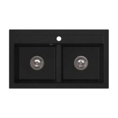 Ferro Stampo spoelbak van graniet 75x45 cm grijs/grafiet/onyx DRGS2/45/75BA