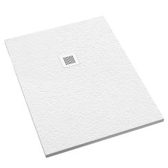 Schedpol Kalait Grooved White Stone rechthoekige douchebak 90x80 cm wit 3.3155/B/GR-M2