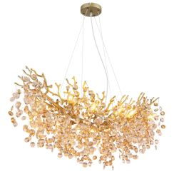Globo Lighting Queena hanglamp x40 W gouden-amber 64138H3G