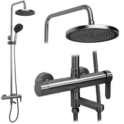 Rea Arcos doucheset wand met regendouche grafiet REA-P8929