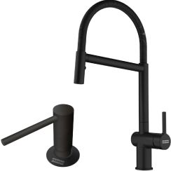 Set keukenkraan Franke Active Semi Pro Spray 115.0653.409, vloeistofdispenser Franke Comfort 112.0753.277