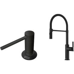 Set keukenkraan Franke Maris Stripes 115.0747.678, vloeistofdispenser Franke Comfort 112.0753.277