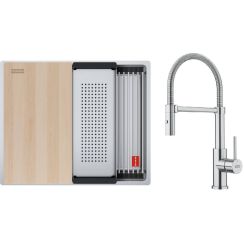 Set stalen spoelbak Franke Box 127.0749.858, keukenkraan Franke Smart Glenda 115.0747.475
