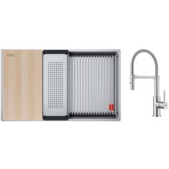 Set stalen spoelbak Franke Box 127.0749.859, keukenkraan Franke Smart Glenda 115.0747.475