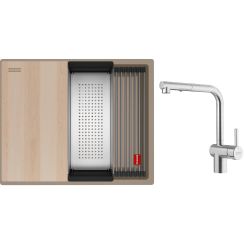 Set spoelbak van graniet Franke Kanon 125.0749.657, keukenkraan Franke Atlas Neo 115.0741.710