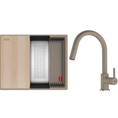 Set spoelbak van graniet Franke Kanon 125.0749.657, keukenkraan Franke Lina 115.0626.084