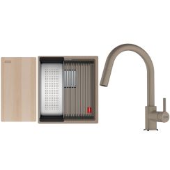 Set spoelbak van graniet Franke Kanon 125.0749.647, keukenkraan Franke Lina 115.0626.084