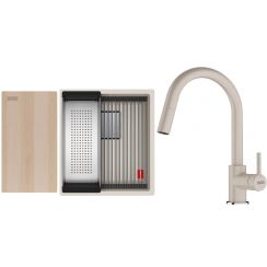 Set spoelbak van graniet Franke Kanon 125.0749.646, keukenkraan Franke Lina 115.0626.082