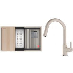 Set spoelbak van graniet Franke Kanon 125.0749.676, keukenkraan Franke Lina 115.0626.082