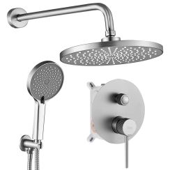 Rea Lungo Stripe doucheset inbouw met regendouche staal REA-P9493