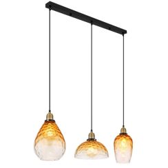 Globo Lighting Salvy hanglamp 3x60 W zwart-messing-amber 15786-3H