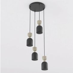 Emibig Gaudi hanglamp 4x10 W zwart-beige 1738/4PREM