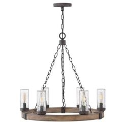 Elstead Lighting Sawyer hanglamp 6x40 W hout-ijzer HK-SAWYER6-SQ