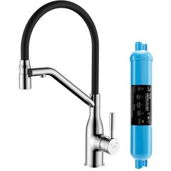 Laveo Colina 2.0 keukenkraan met filter staand chroom-zwart BC2C778D