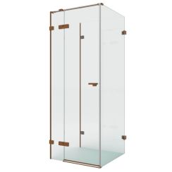 New Trendy Eventa Copper Brushed douchecabine 90x80 cm rechthoekig koper geborsteld/helder glas EXK-8141