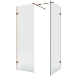 New Trendy Eventa Copper Brushed inloopdouche 150x100 cm rechthoekig koper geborsteld/helder glas EXK-8209